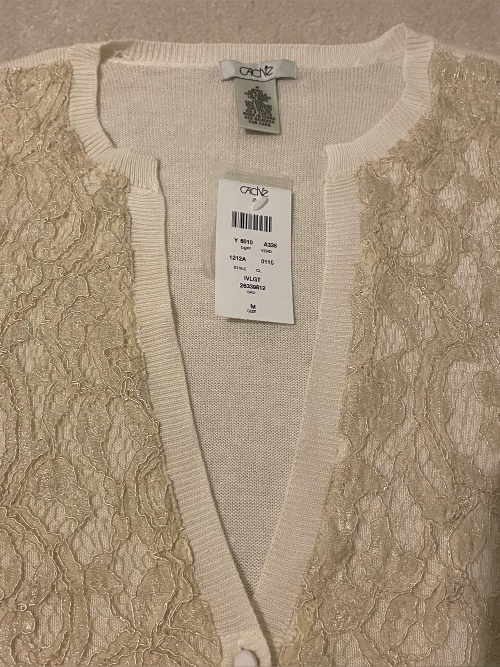 Cache Women's Lace silk blend Cardigan Sweater Size M